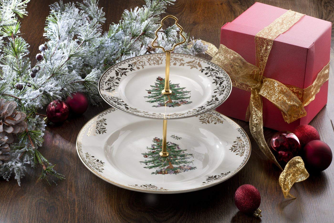 Spode Christmas Tree 2Tier Cake Stand, Gold 749151577367 eBay
