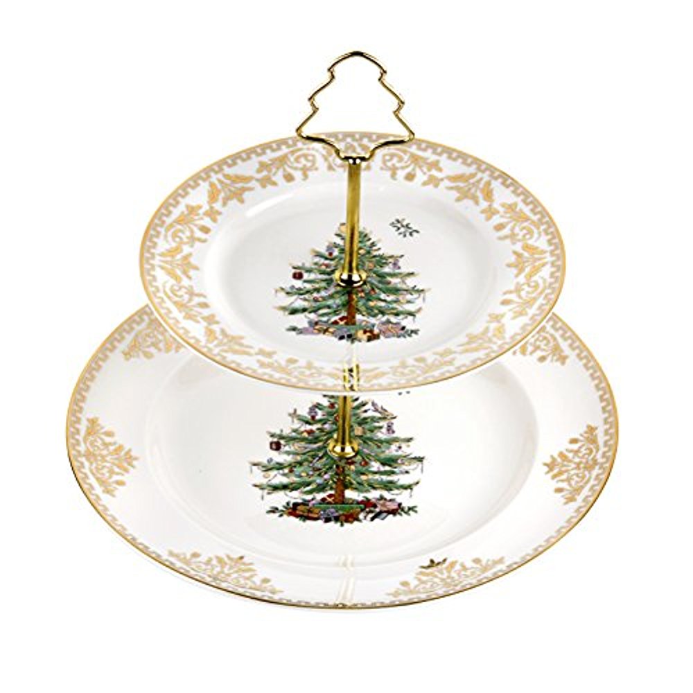 Spode Christmas Tree 2Tier Cake Stand, Gold 749151577367 eBay